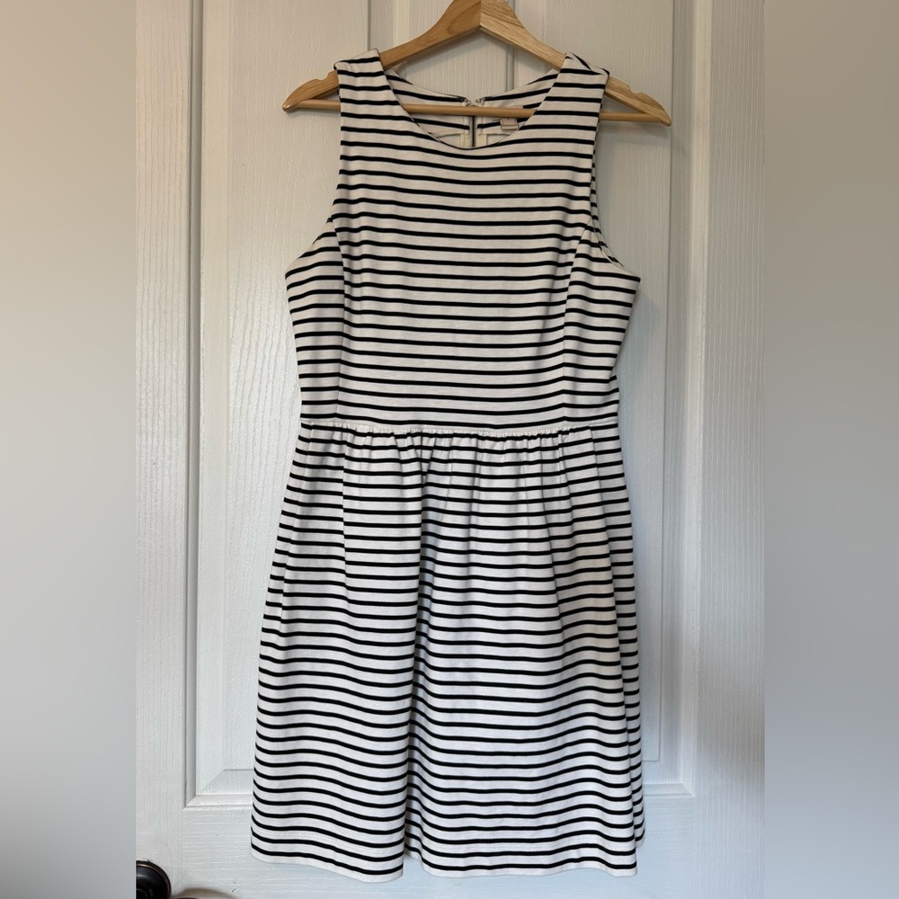 J. Crew Black and White Striped Dress